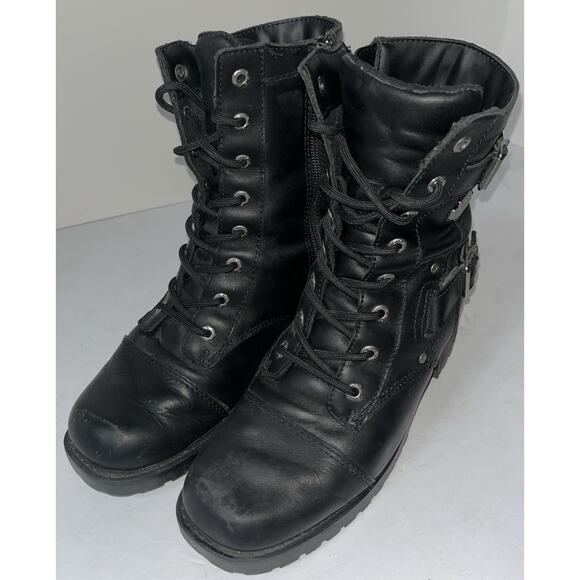 Harley-Davidson‎ Women's Neve Black Boots Side Zipper D83644 Sz 6 - Picture 1 of 9